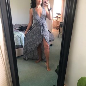 Striped tank top b&w wrap dress
